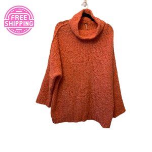 Free People Orange alpaca knit cowl neck sweater